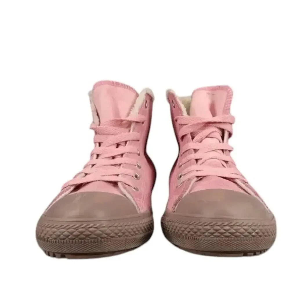 Converse Shoes Kids 6 Sneakers Chuck Taylor All Star Leather Faux Fur Pink Brown